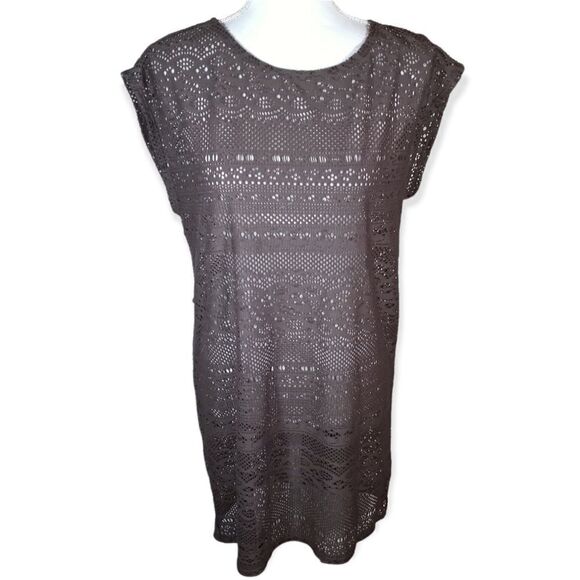 MERONA GRAY OPEN WORK KNIT DETAILING TUNIC/COVERUP SZ.S EUC - Picture 1 of 8